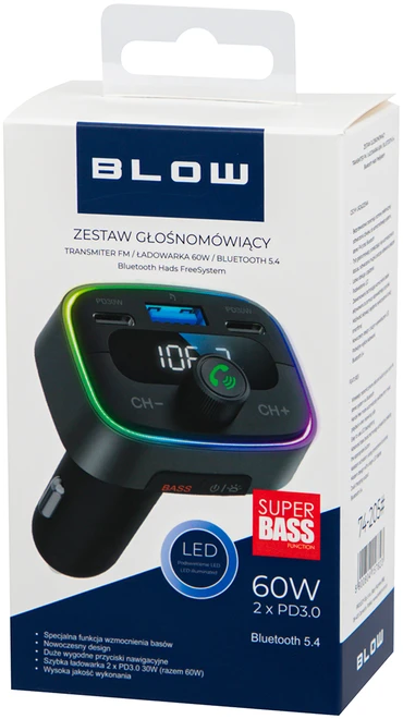 74-205# Transmiter fm blow bluetooth5.3 dual pd 30w