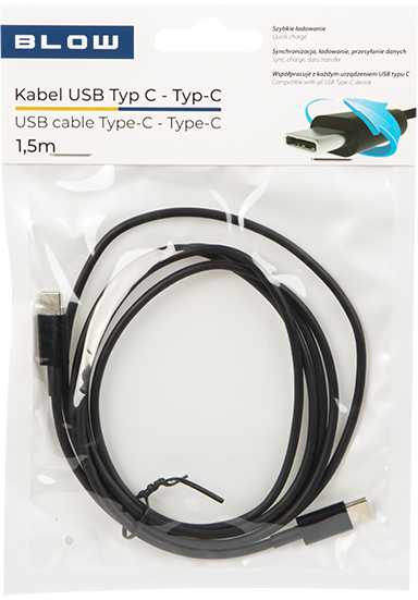 Blow USB-C - USB-C 2.0 jungtis 1.5 m, juoda