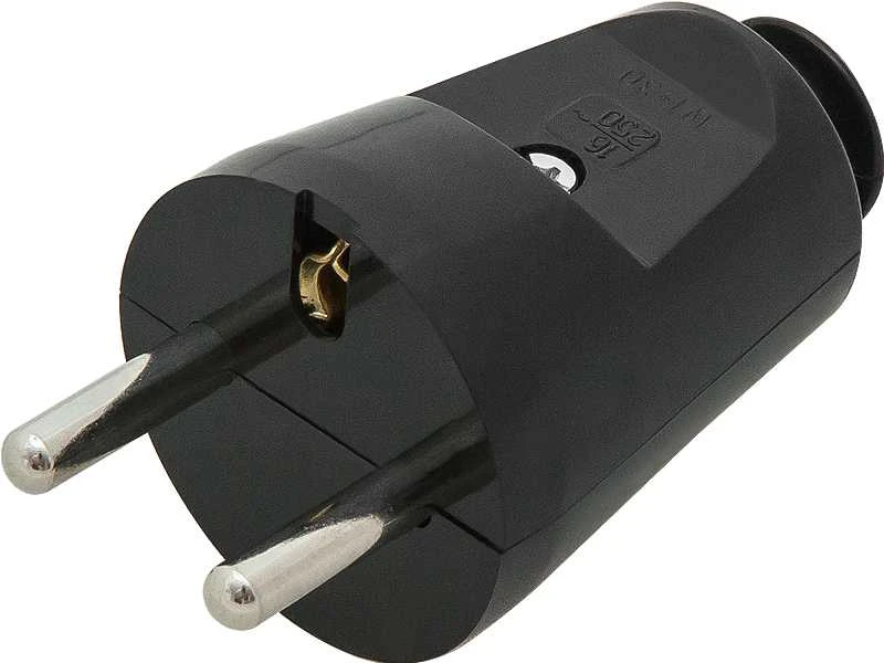 2285# Oem Tiesus kištukas WT-30 - į lizdą su įžeminimu - juodas