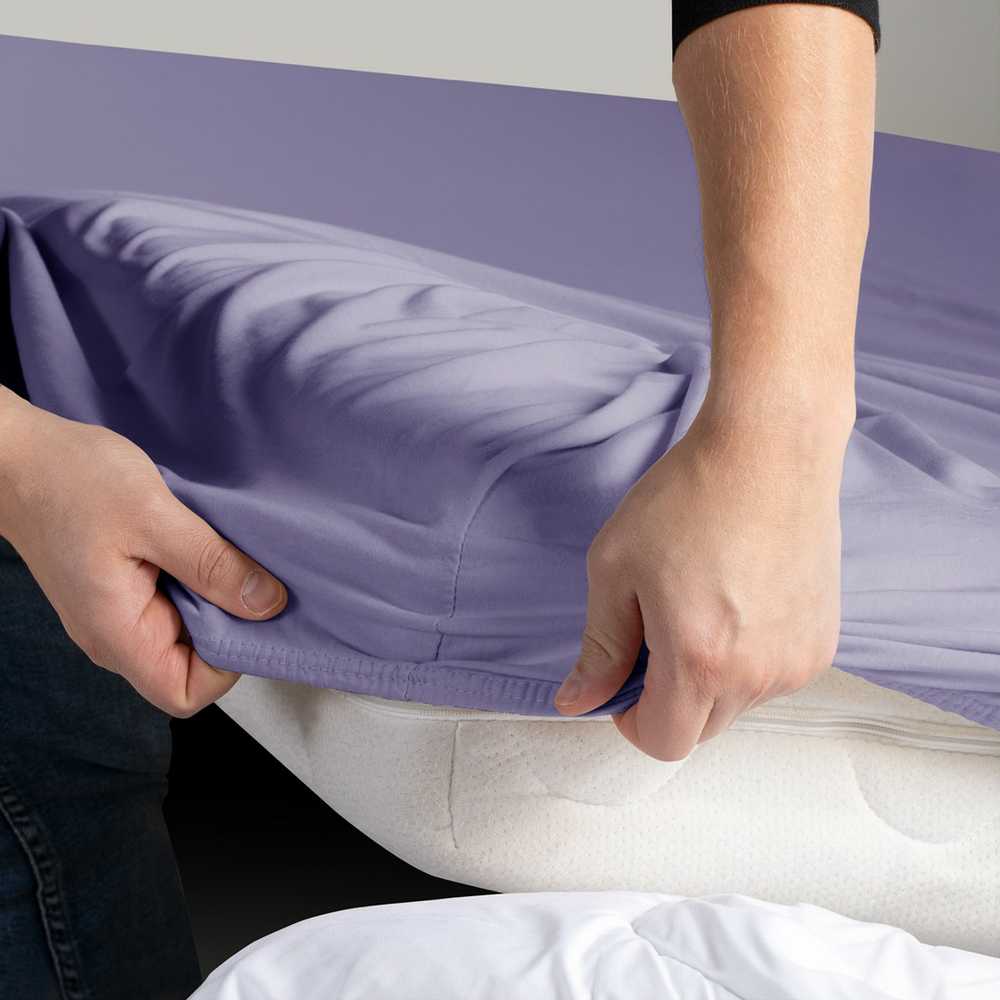 DecoKing Paklodė su guma Amber AmeliaHome, violetinė, 80–90 × 200 cm + 30 cm