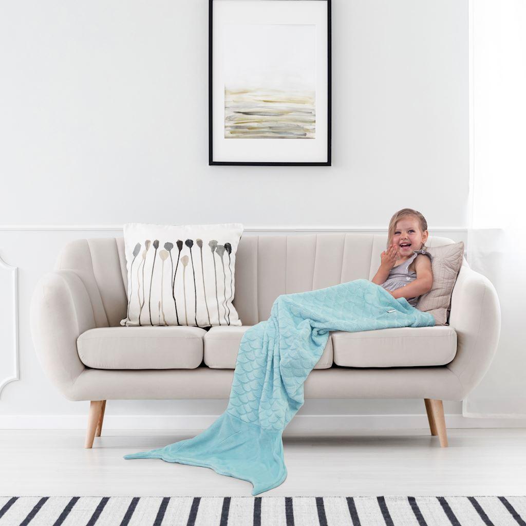 Pledas DecoKing Siren 140 cm, spalva: pastelinė mėlyna aprašymas - Prekės nuotrauka