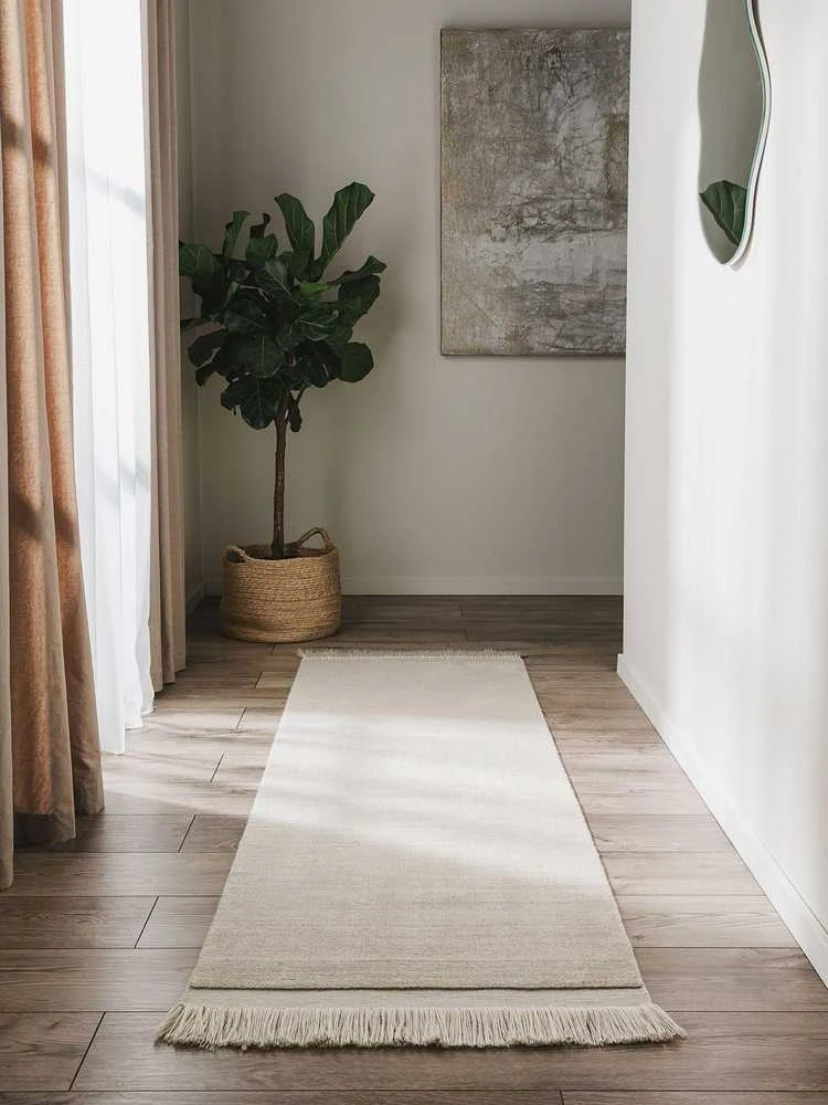 CREAM Kilimėlis pagamintas iš perdirbtos medžiagos Jade Kreminis 70x200 cm