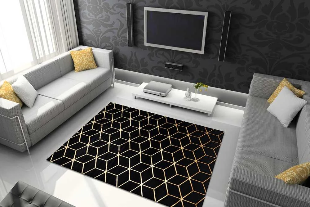 Carpet Kilimas MOSSE HEXAGON 2 spalva juodas 60x200 Hakano