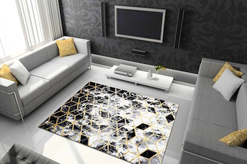 Carpet Kilimas MOSSE HEXAGON spalva juoda 60x250 Hakano