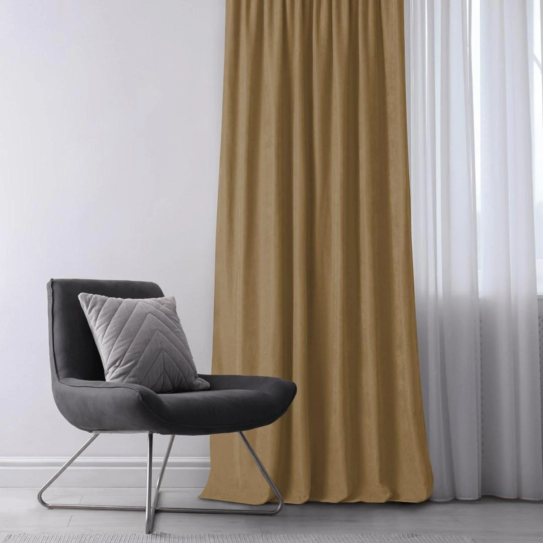 Homede Užuolaida iš chenilės šviesiai ruda 280×245 cm