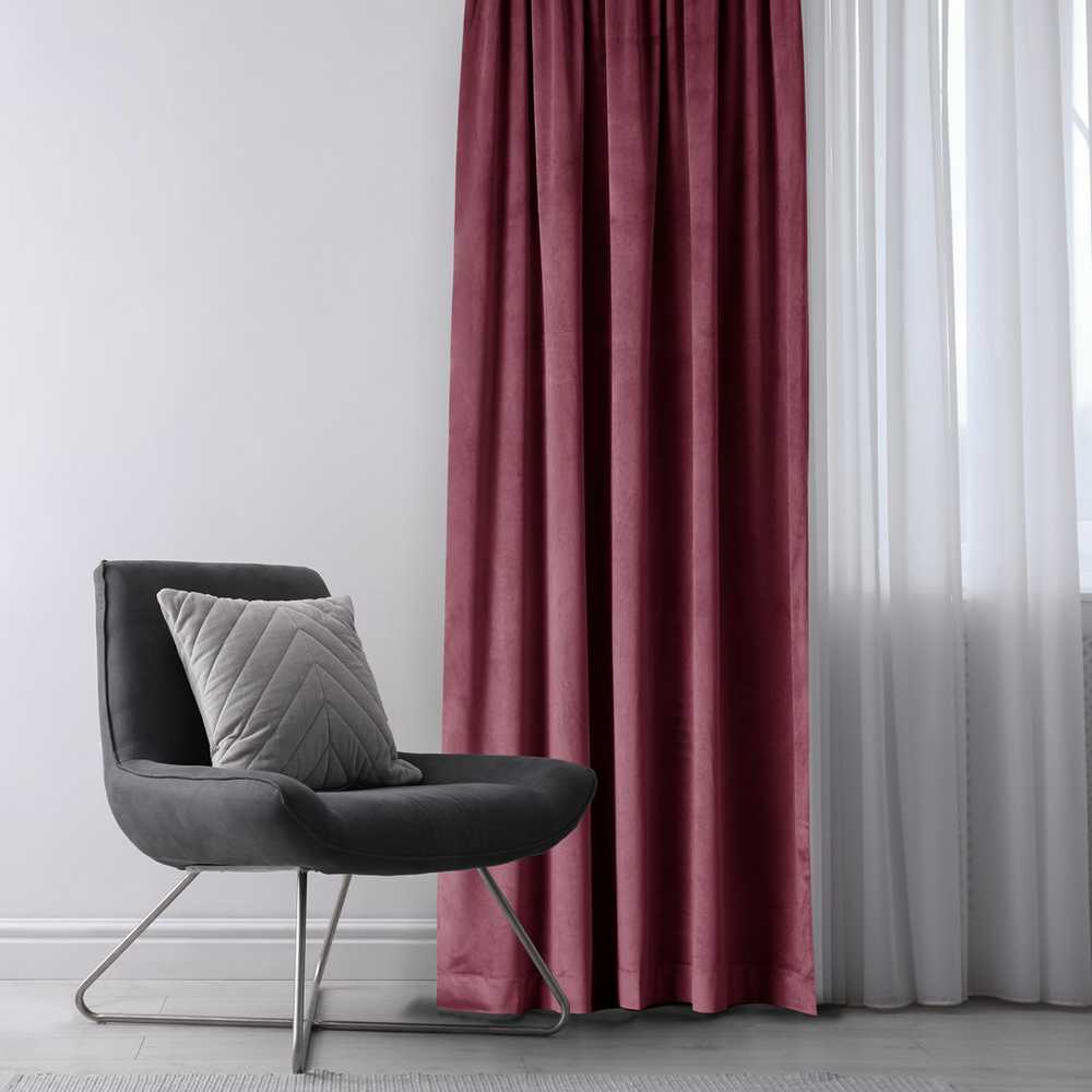 Naktinė užuolaida su žiedais AmeliaHome VELVET 140X245 cm, 1 vnt., spalva: burgundiška