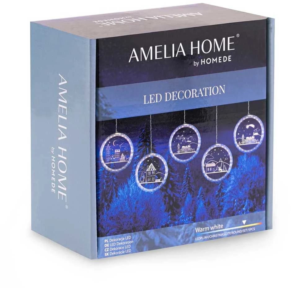 AmeliaHome LEDPL/AH/CHRISTMASCITY/ROUND/SET/5PCS