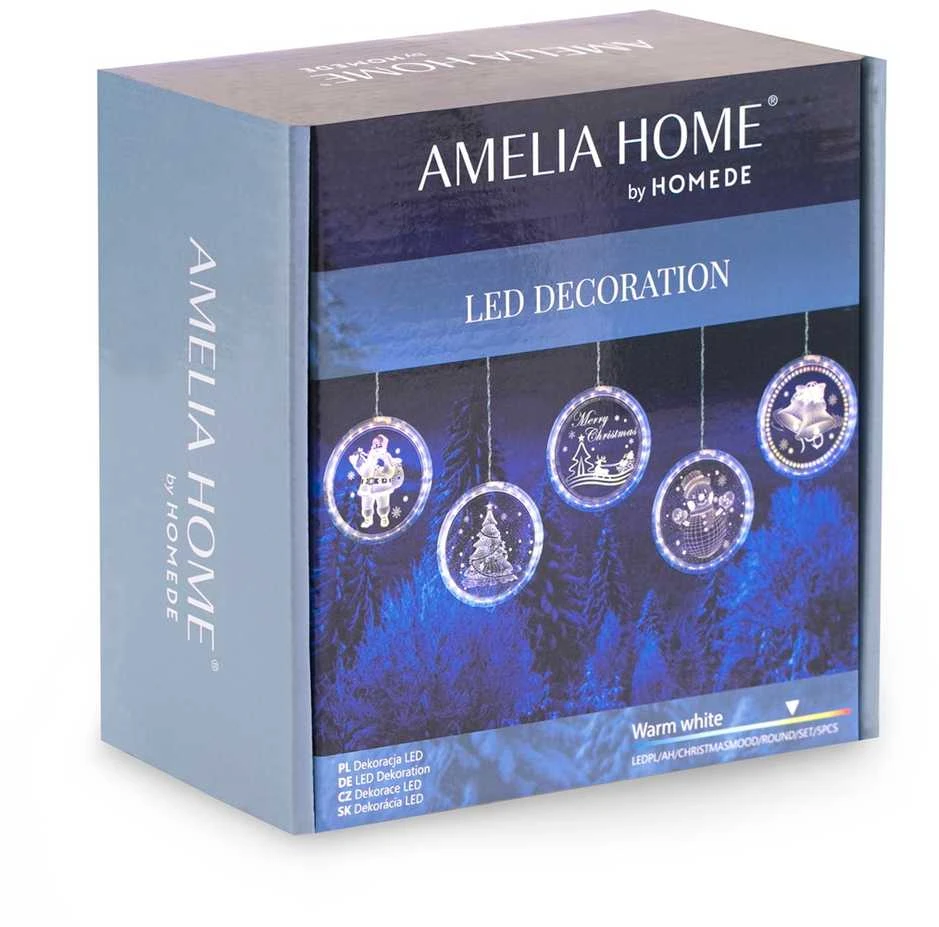 AmeliaHome LEDPL/AH/CHRISTMASMOOD/ROUND/SET/5PCS