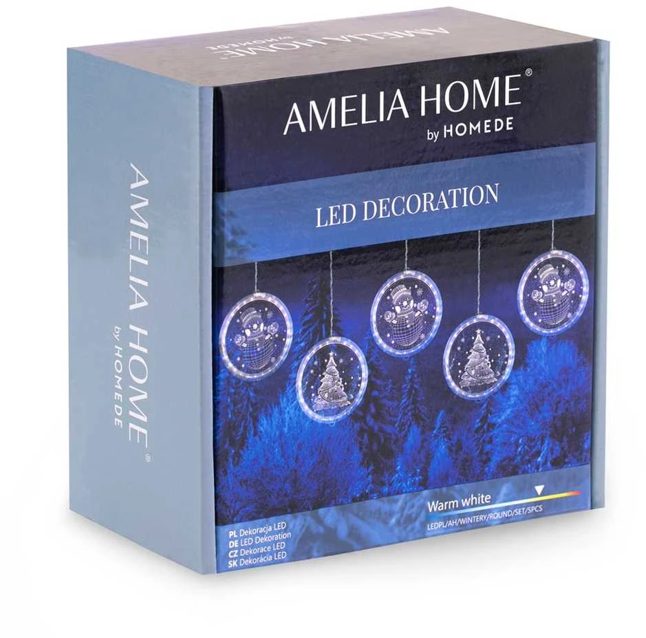 AmeliaHome LEDPL/AH/WINTERY/ROUND/SET/5PCS
