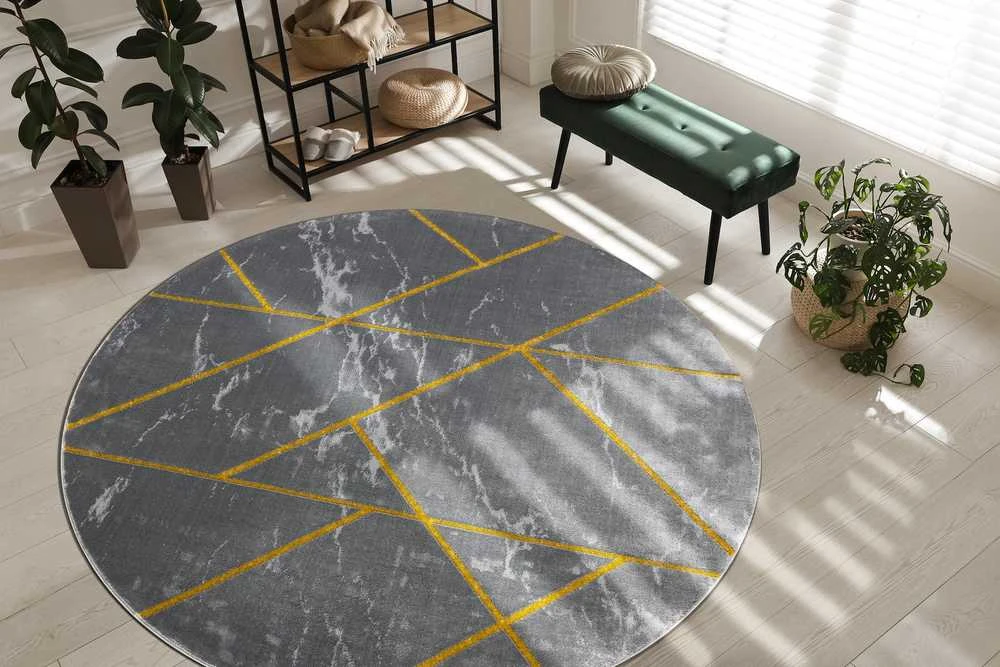 Kilimėlis apvalus ESTEMA MARBLEGEO spalvotas grafitas 120 apskritimas Hakano
