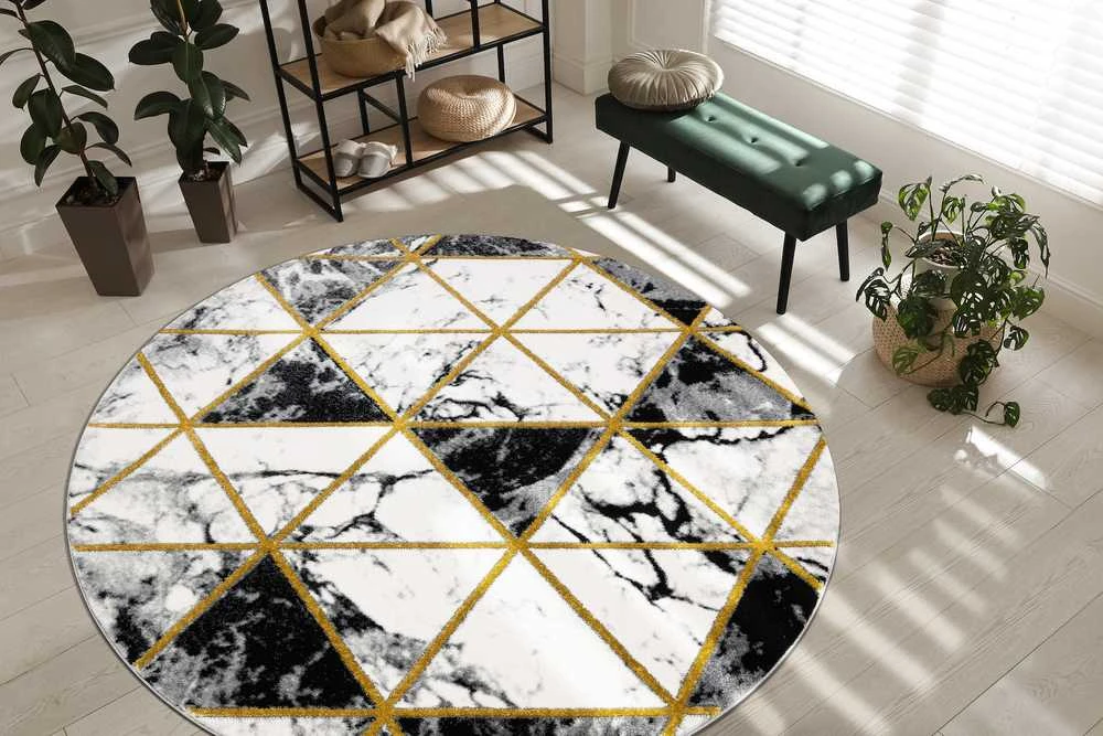 Kilimėlis apvalus ESTEMA MARBLETRIANGLES spalva juoda 160 apskritimas Hakano
