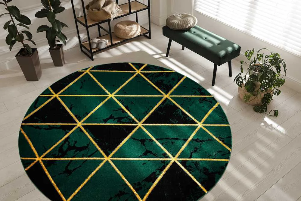 Kilimėlis apvalus ESTEMA MARBLETRIANGLES spalvos buteliukas žalias 160 apskritimas Hakano