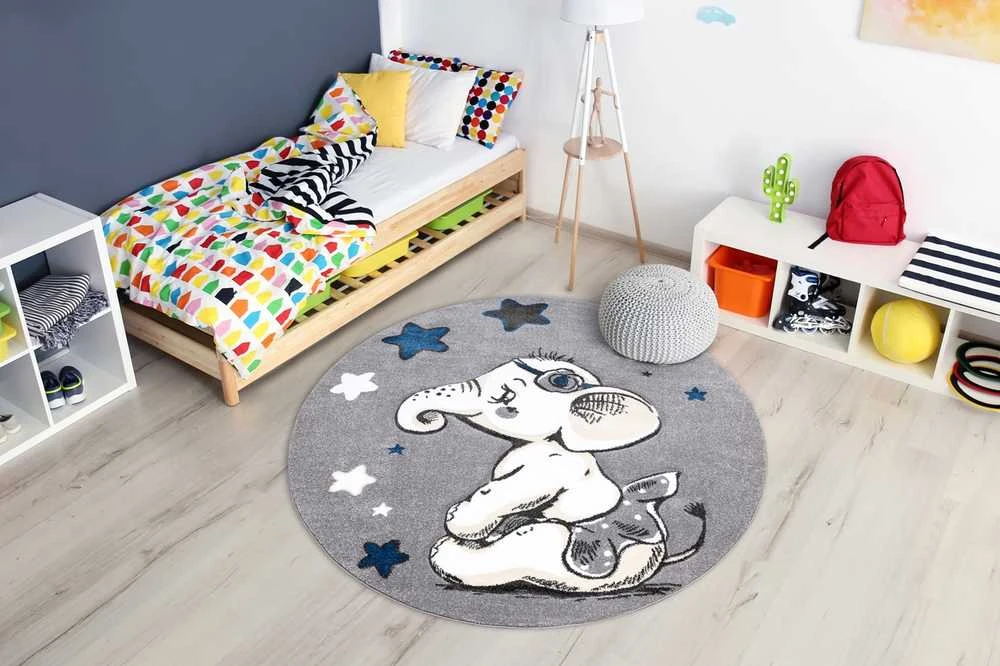 Kilimėlis apvalus TINIES ELEPHANT spalva pilka 160 apskritimas Hakano