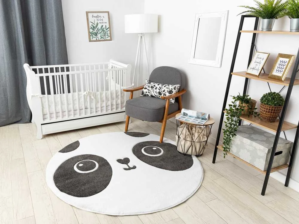Kilimėlis apvalus TINIES PANDA spalva balta 140 apskritimas Hakano