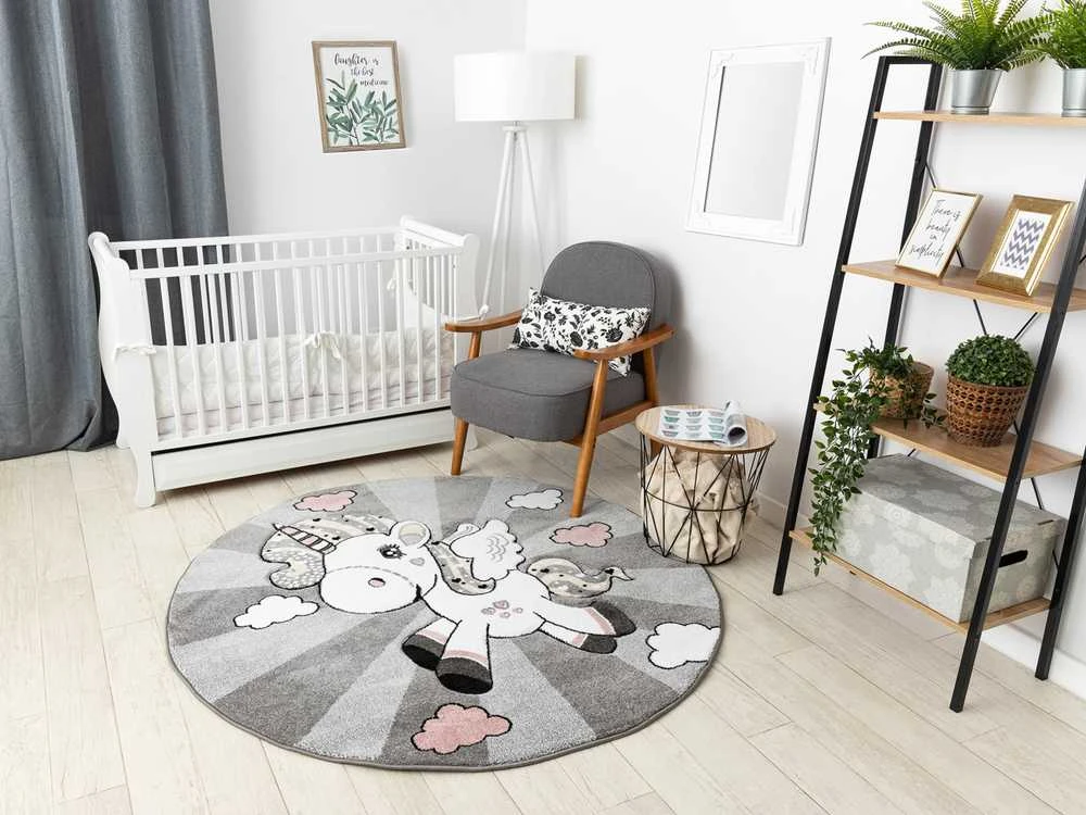 Kilimėlis apvalus TINIES UNICORN spalva pilka 160 apskritimas Hakano