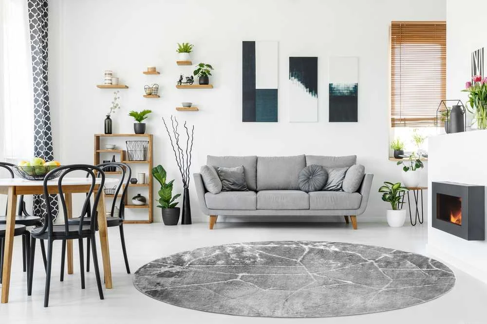 Kilimėlis apvalus TREX MARBLE 2 spalvų pilkas 100 apskritimas Hakano
