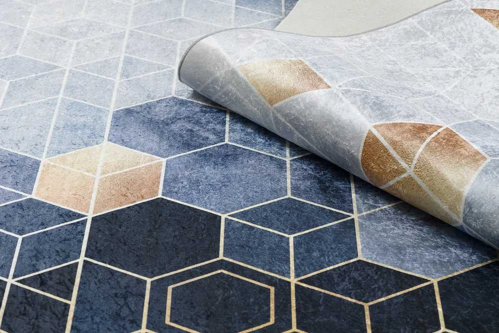 Mėlyna Kilimėlis ARLEN CUBE spalva mėlyna geometrinis stilius modernus 80x150 Hakano