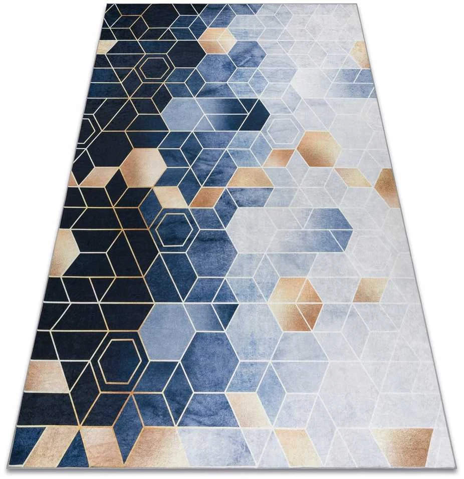 Mėlyna Kilimėlis ARLEN CUBE spalva mėlyna geometrinis stilius modernus 80x150 Hakano