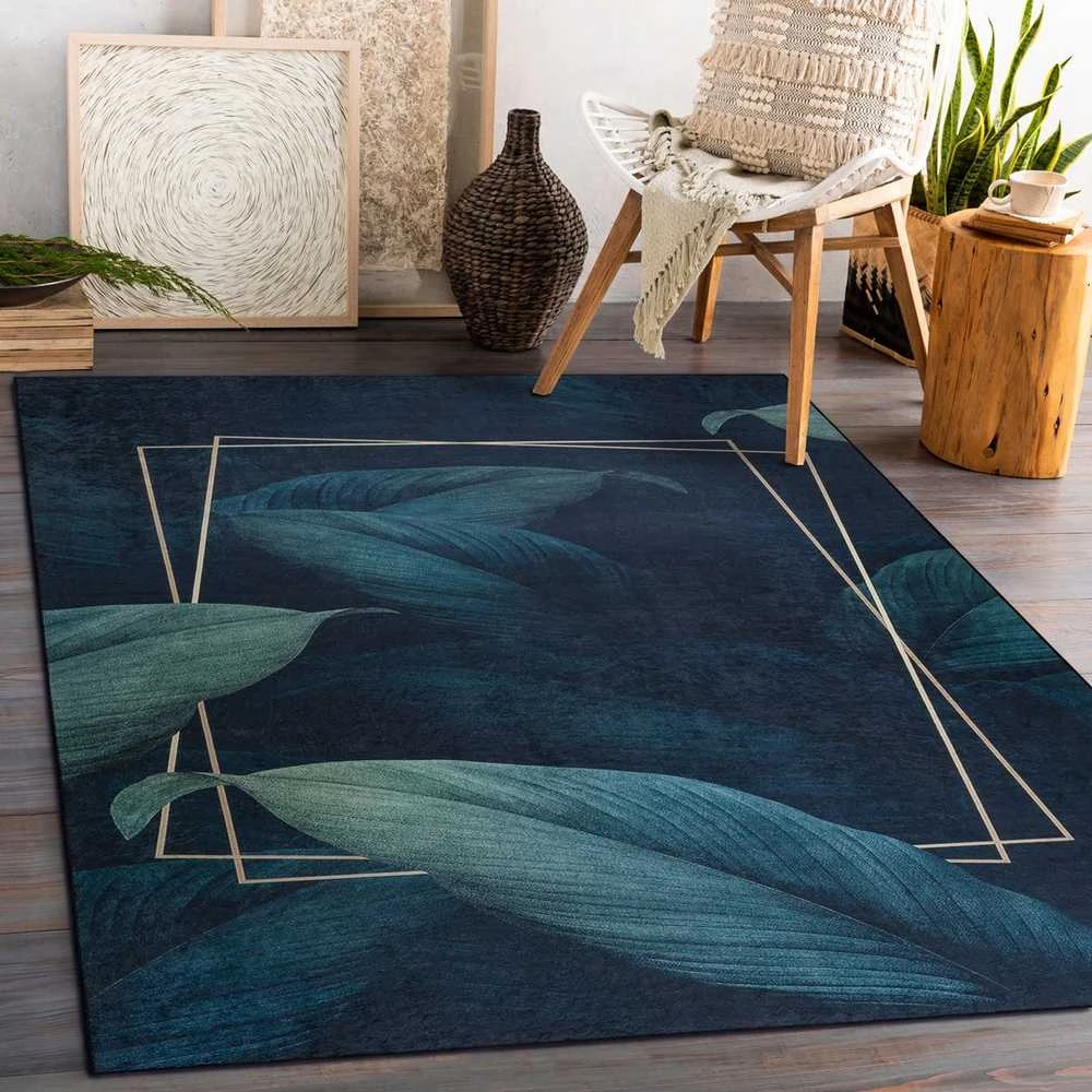 Style Kilimas ARLEN LEAVES spalvos tamsiai glamour stiliaus tropinis 80x150 Hakano