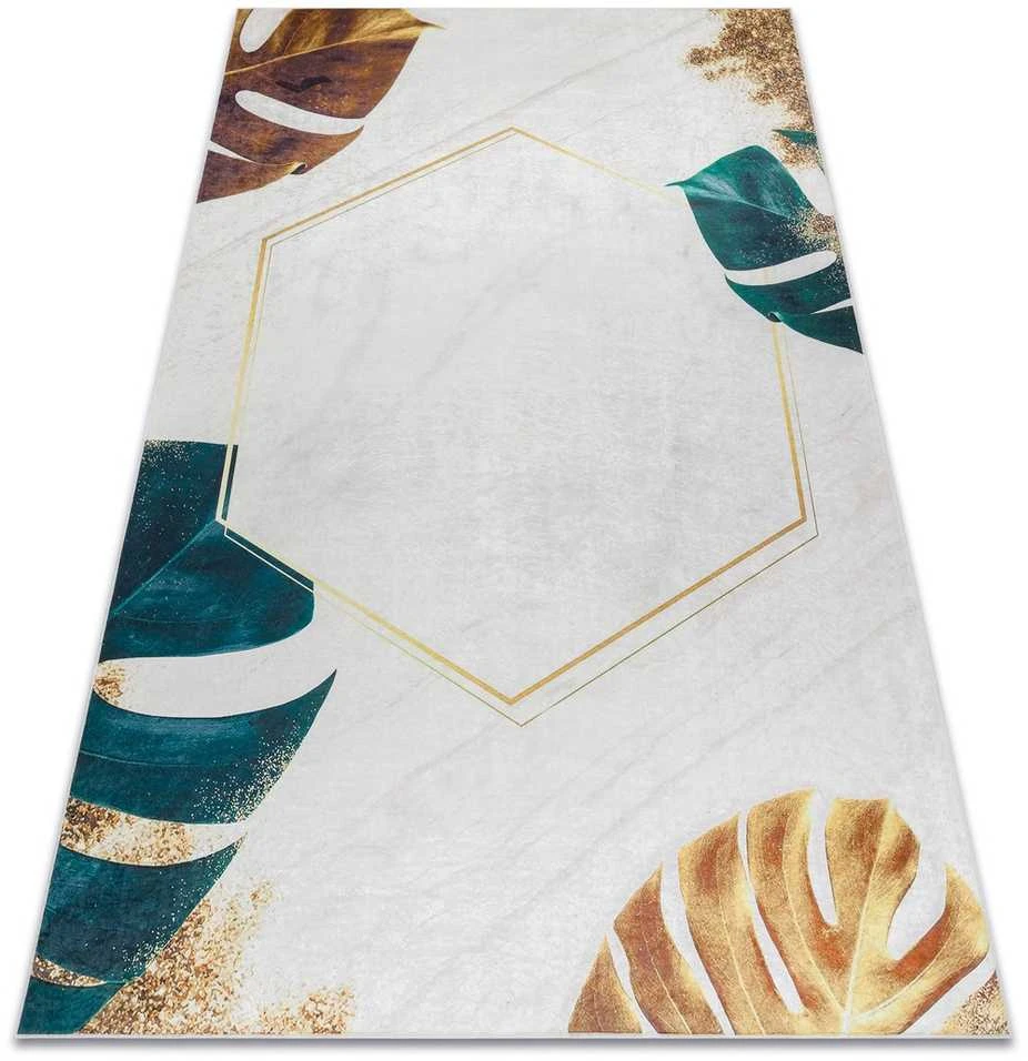 Style Kilimėlis ARLEN LEAVES1 spalvos baltas glamour stiliaus tropinis 160x220 Hakano