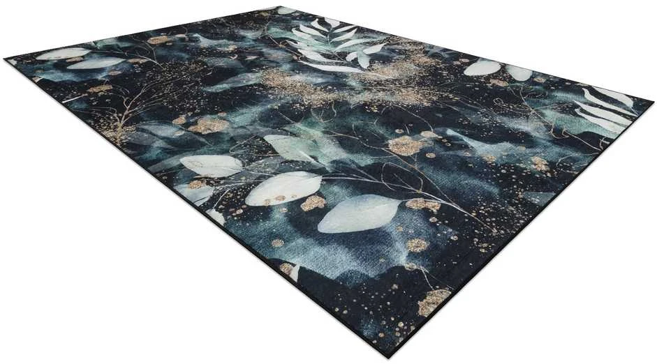 Style Kilimėlis ARLEN LEAVES3 juodos spalvos glamour stiliaus tropinis 120x170 Hakano