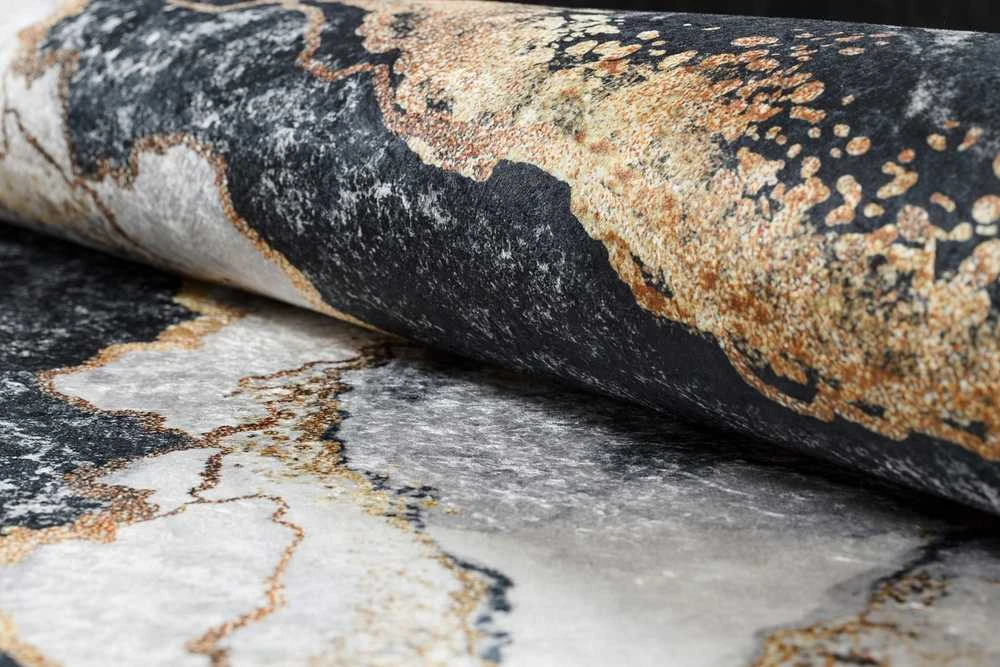Style Kilimėlis ARLEN MARBLE1 juodos spalvos glamour stiliaus glamour 160x220 Hakano