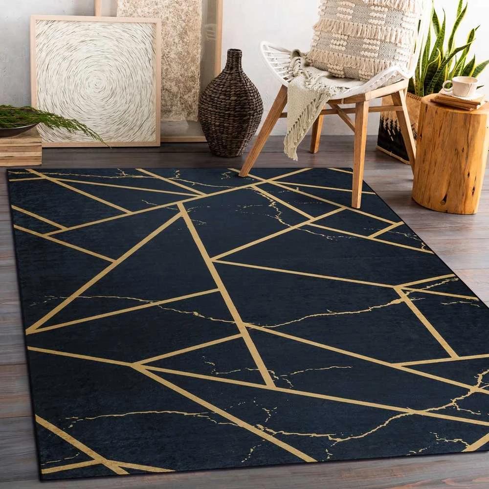 Style Kilimėlis ARLEN MARBLE2 juodos spalvos glamour stiliaus glamour 120x170 Hakano