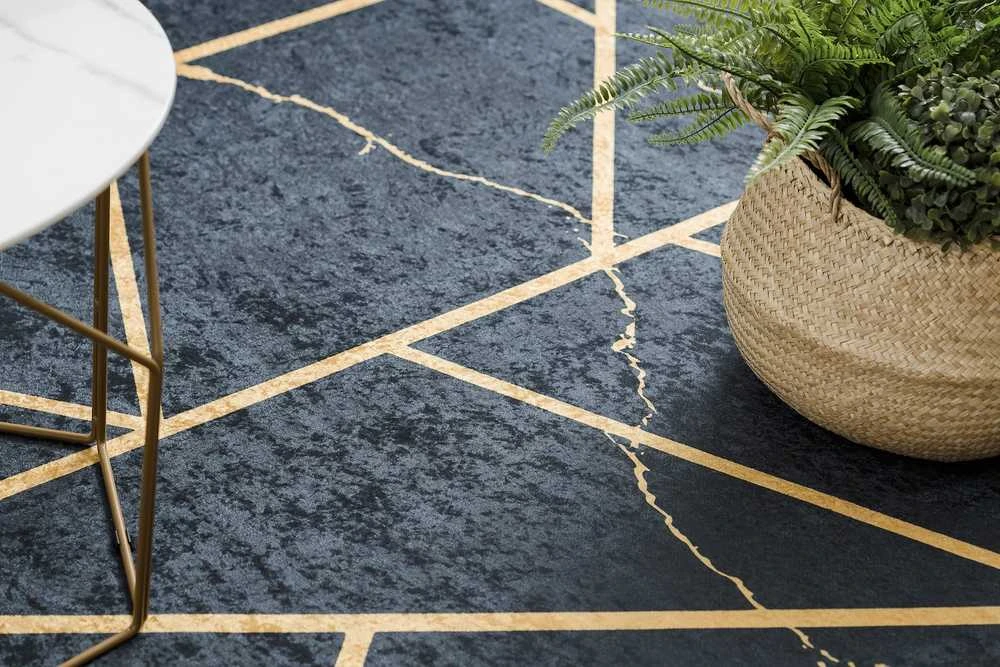 Style Kilimėlis ARLEN MARBLE2 juodos spalvos glamour stiliaus glamour 80x150 Hakano