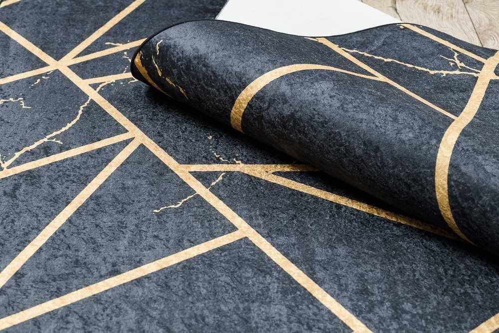 Style Kilimėlis ARLEN MARBLE2 juodos spalvos glamour stiliaus glamour 80x150 Hakano