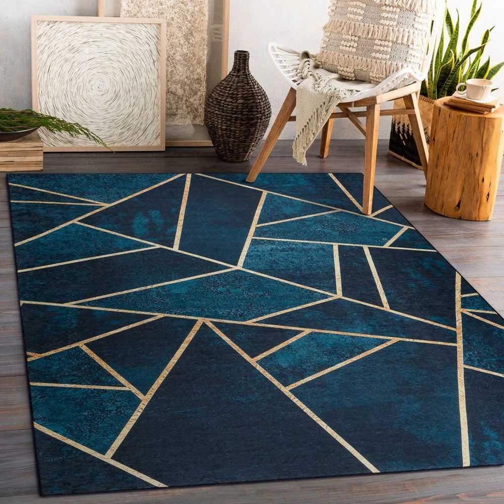 Dywany Uszczow Style Kilimėlis ARLEN MOSAIC spalvos tamsiai geometrinio stiliaus glamour 120x170 Hakano