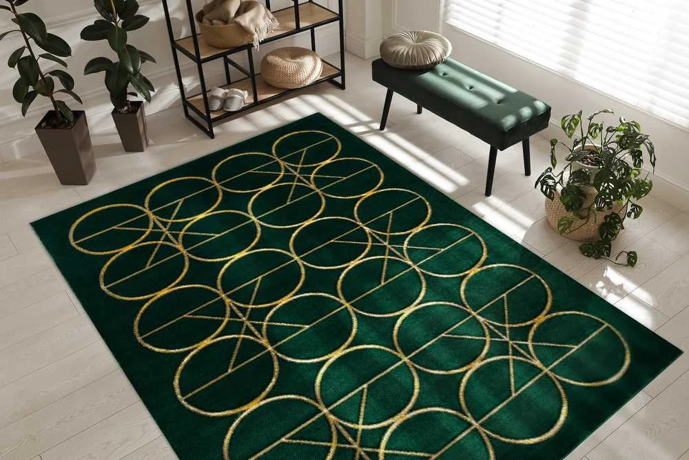 Kilimėlis ESTEMA CIRCLES spalvos buteliukas žalias 80x150 Hakano