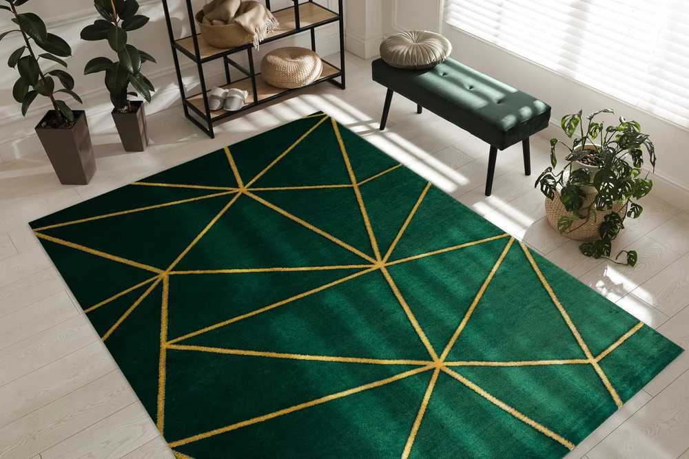 Kilimėlis ESTEMA GEOMETRIC spalvos buteliukas žalias 160x220 Hakano