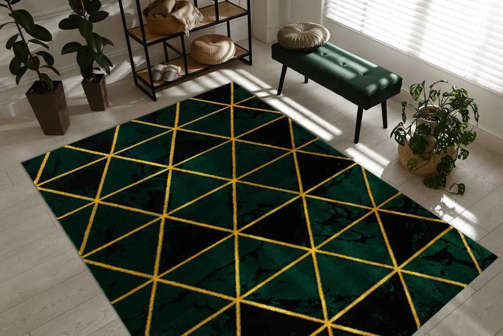 Kilimėlis ESTEMA MARBLETRIANGLES spalvos buteliukas žalias 80x150 Hakano