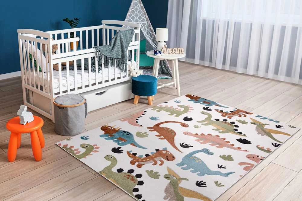 Dywan FUN Dino vaikams, dinozaury krem