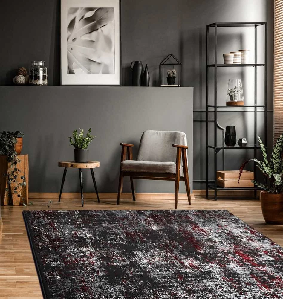 Kilimėlis LEAN ORNAMENT spalvos antracitas 140x190 Hakano