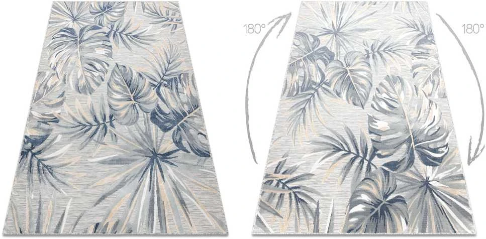 Style Kilimėlis ORLA MONSTERA 2 spalvų pilkas daržovių tropinio stiliaus 157x220 Hakano