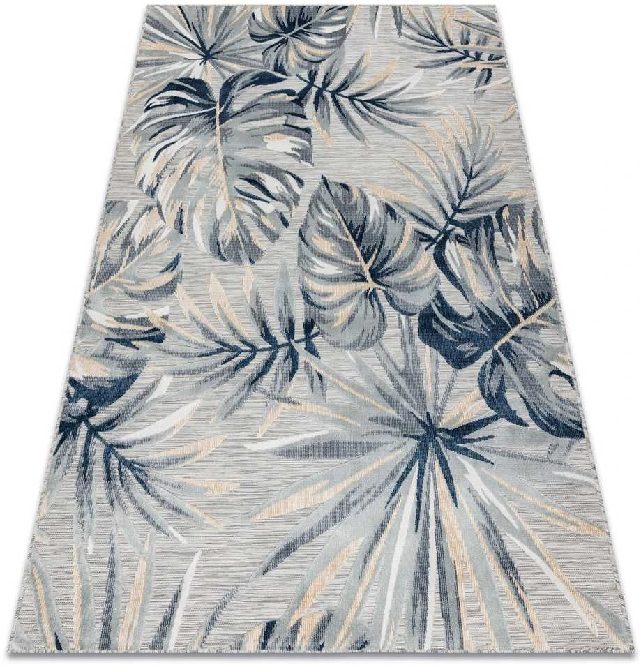 Style Kilimėlis ORLA MONSTERA 2 spalvų pilkas daržovių tropinio stiliaus 157x220 Hakano