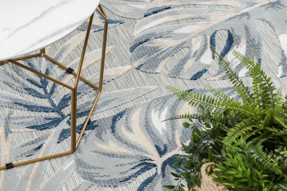 Style Kilimėlis ORLA MONSTERA 2 spalvų pilkas daržovių tropinio stiliaus 157x220 Hakano
