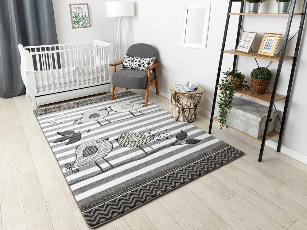 Rug TINIES BIRDS color pilka 120x170 Hakano