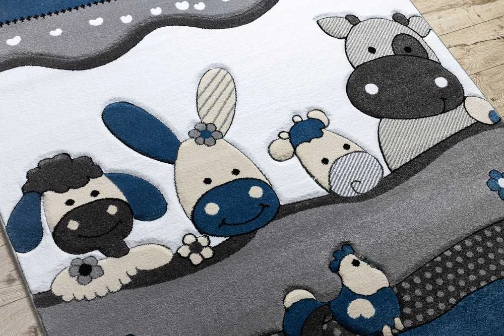 Blue Mėlyna Kilimėlis TINIES FARM spalva mėlyna 140x190 Hakano
