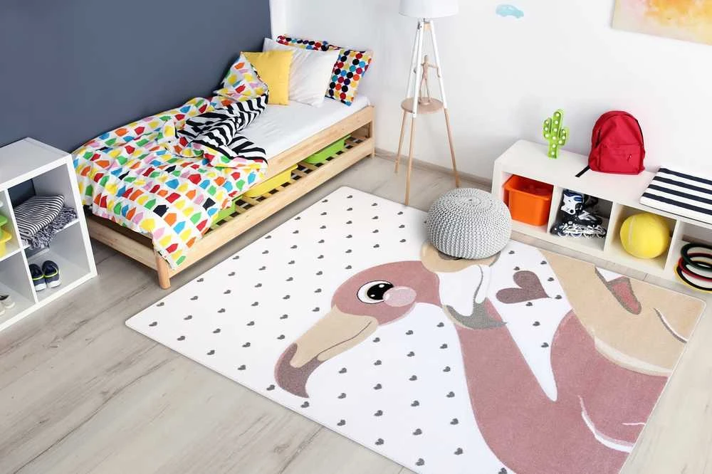 Kilimėlis TINIES FLAMINGOS spalvos kreminis 80x150 Hakano