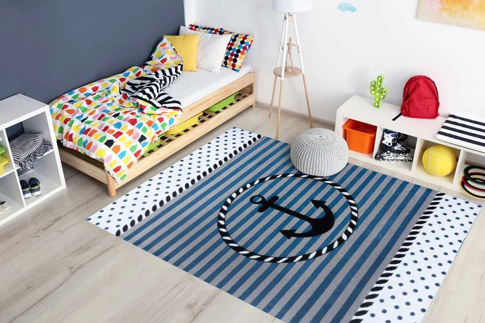 Blue Mėlyna Kilimėlis TINIES MARINE spalva mėlyna 160x220 Hakano