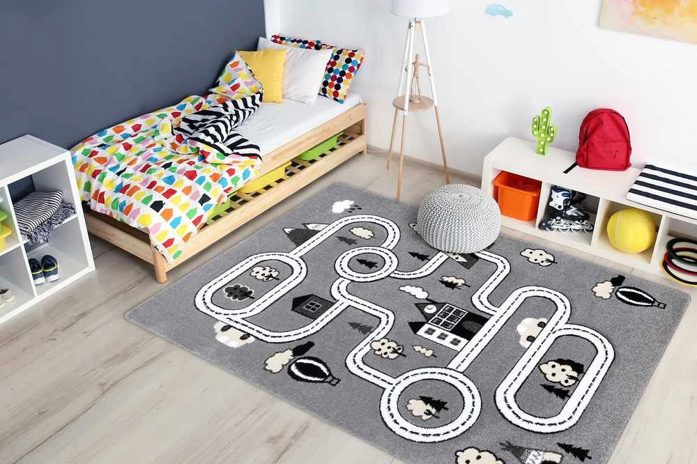 Rug TINIES TOWN color pilka 140x190 Hakano