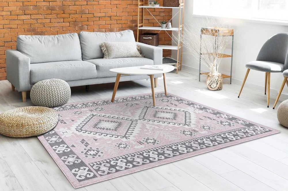 Pink Rožinė Kilimėlis VINEA AZTEC spalvos pudra rožinė 80x150 Hakano