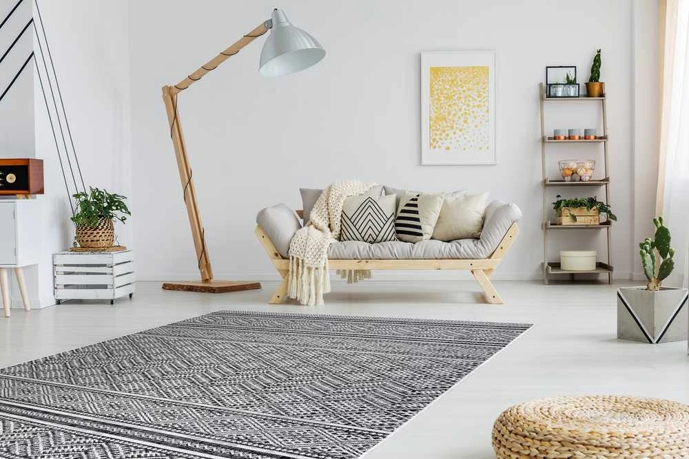 Style Kilimėlis VINEA spalvos juodas boho stiliaus 120x170 Hakano