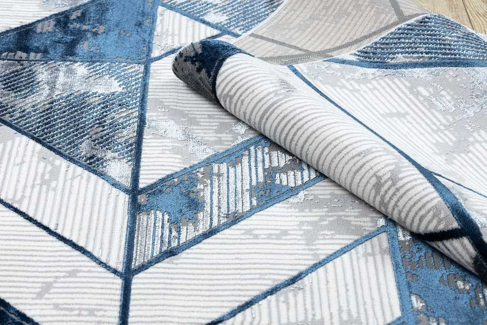 Blue Mėlyna Kilimėlis WELLI GEOMETRIC 2 spalvų mėlynas 140x190 Hakano
