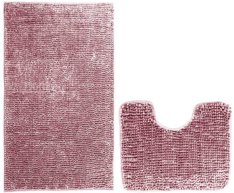 Vonios kilimėlių komplektas AmeliaHome BATI 50X80+40X50 cm, spalva: violetinė/rožinė