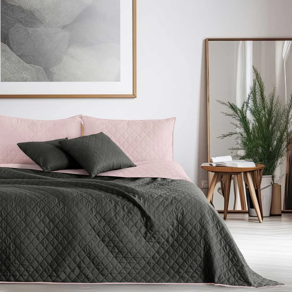 DecoKing Lovatiesė 260 × 280 cm, rožinė ir tamsiai pilka