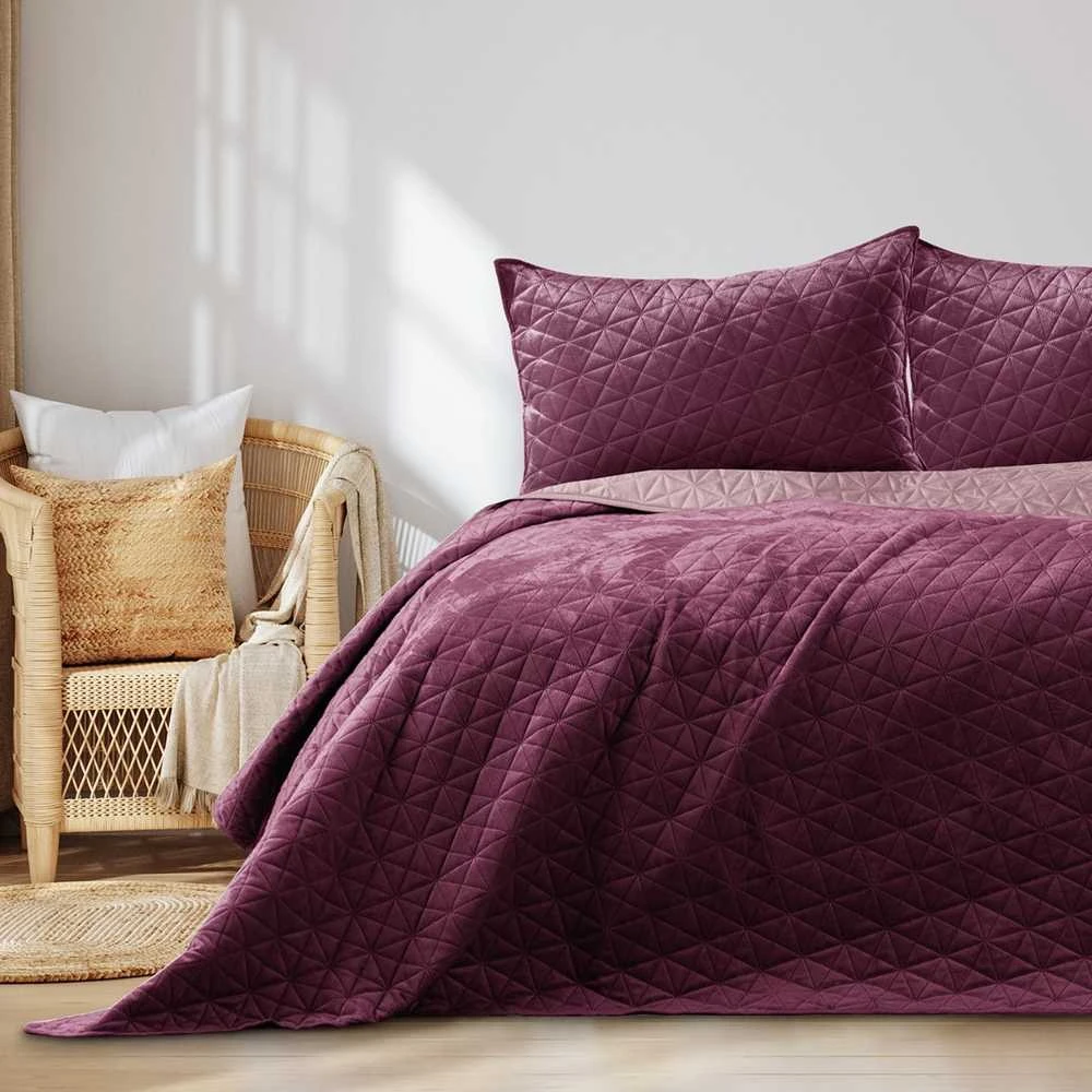 AmeliaHome Lovatiesė 170 × 270 cm, raudona ir violetinė