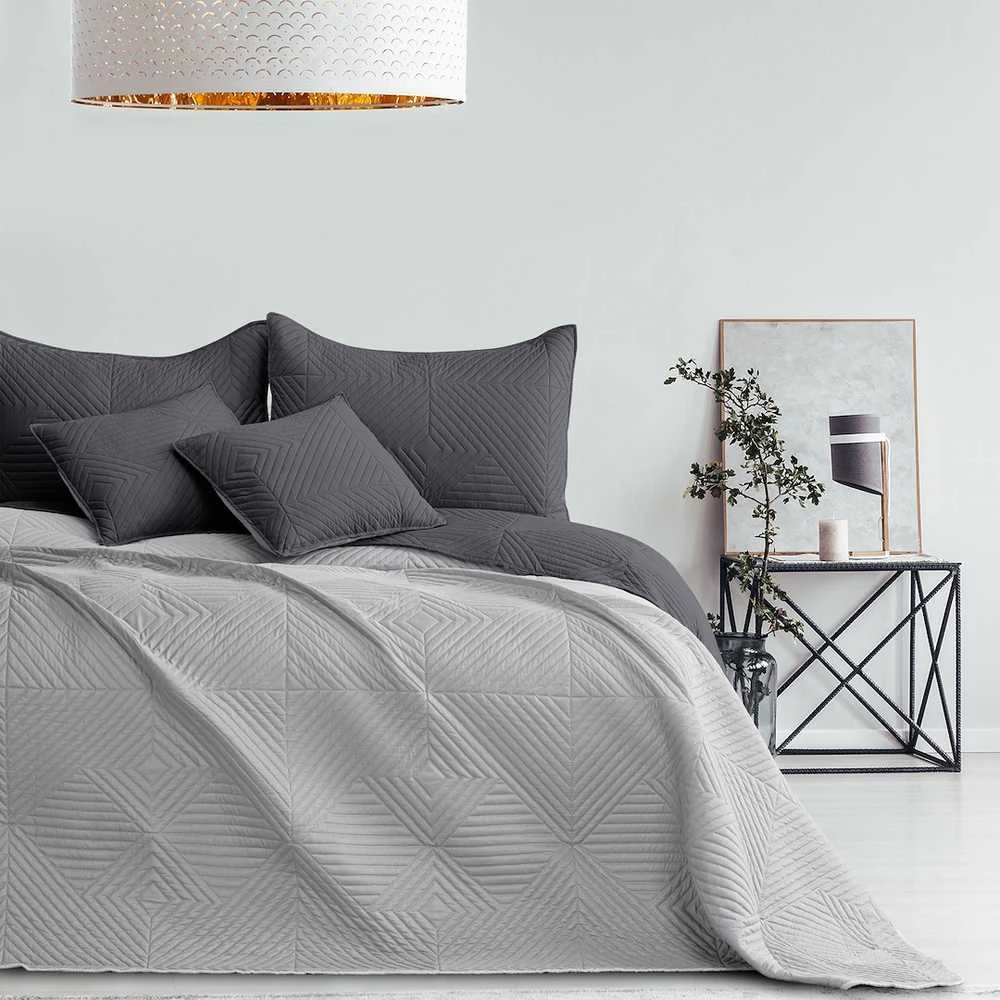 RESTILO SOFTA bedspread, steel pilkas, plain, classic style, microfibre, 200 x 220 cm